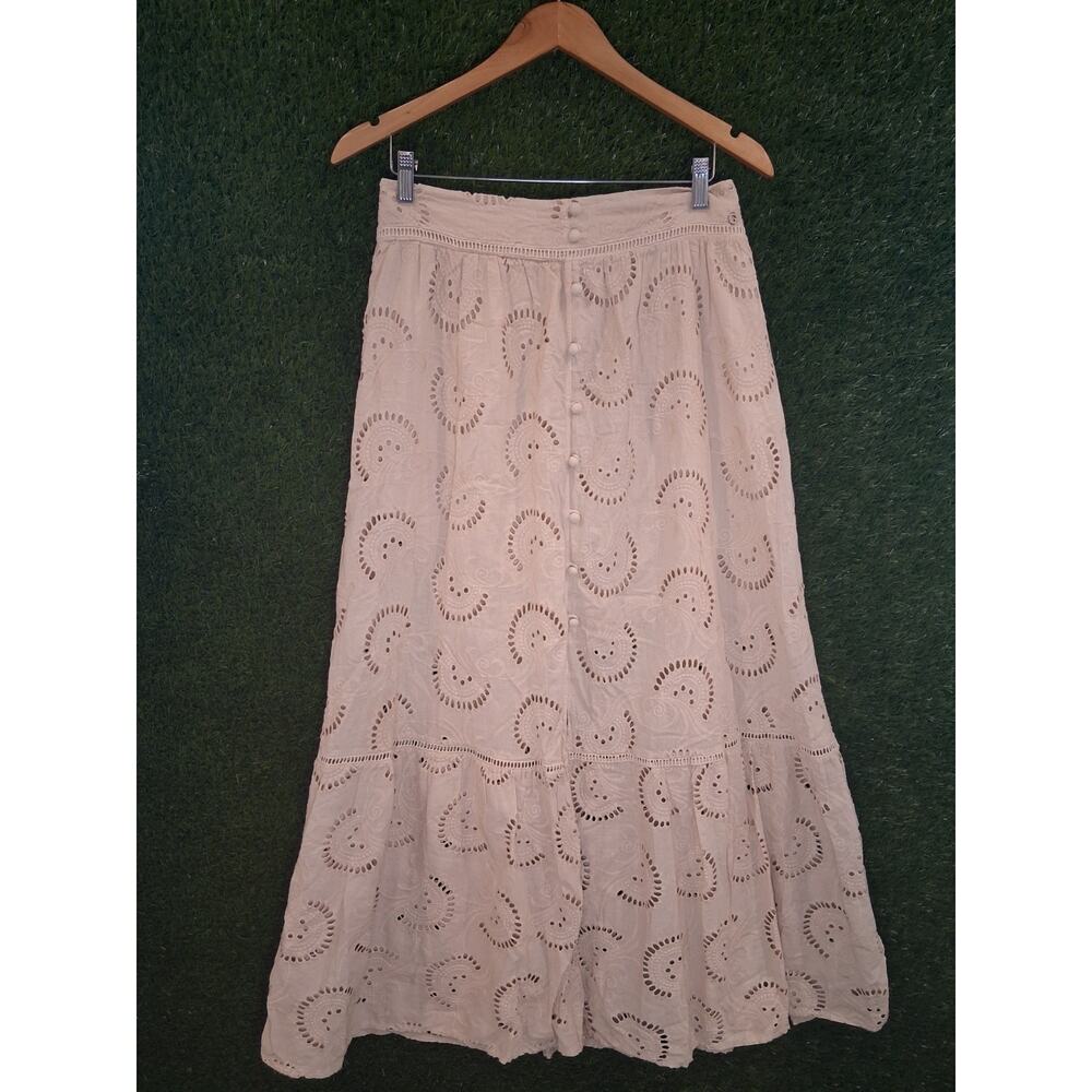 GUESS Los Angeles Smeralda Eyelet Embroidered Maxi Skirt - Made in Italy